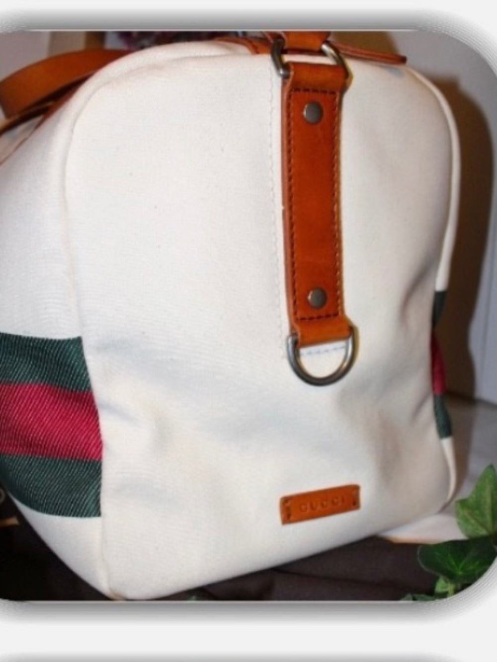 GUCCI RED & GREEN WEB STRIPE LARGE DUFFLE BAG! (2-WAY) - Picture 13 of 16